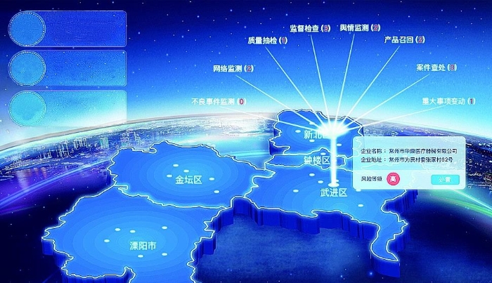 常州市醫(yī)療器械風(fēng)險(xiǎn)防控嵌入式智能預(yù)警云平臺(tái)風(fēng)險(xiǎn)防控預(yù)警圖。