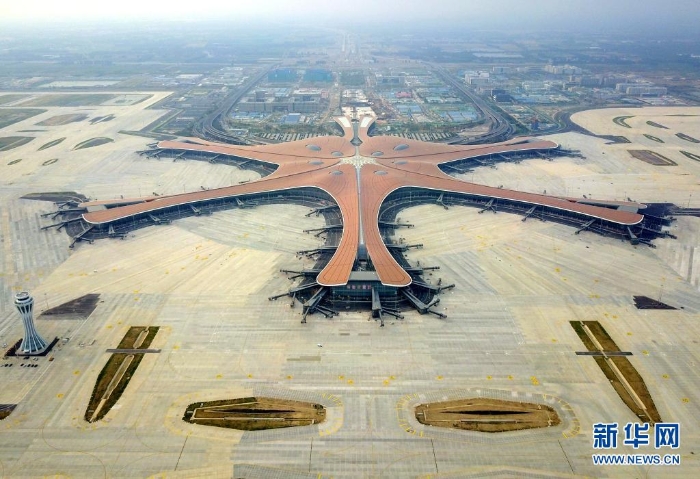 北京大興國際機場航站樓（2019年6月25日攝，無人機照片）。新華社記者 張晨霖 攝