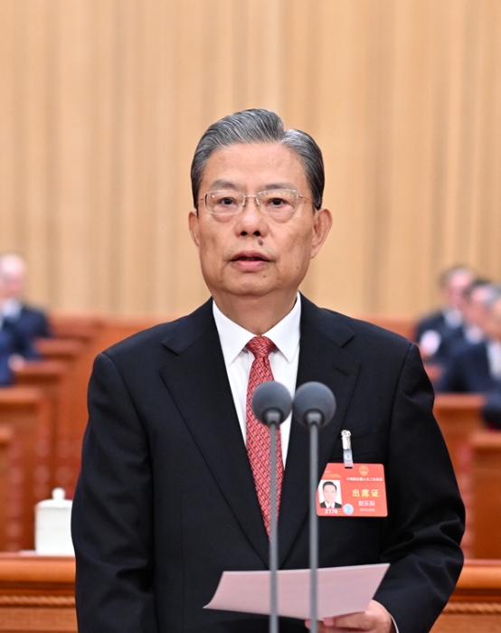 3月5日，第十四屆全國(guó)人民代表大會(huì)第二次會(huì)議在北京人民大會(huì)堂開幕。趙樂際主持開幕會(huì)。新華社記者 謝環(huán)馳 攝